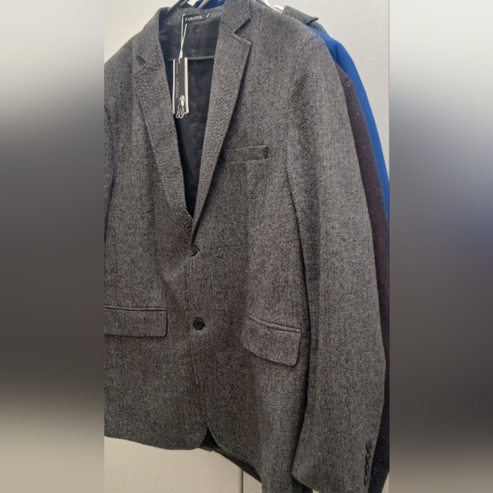 Wool Gray Suit Blazer Jacket